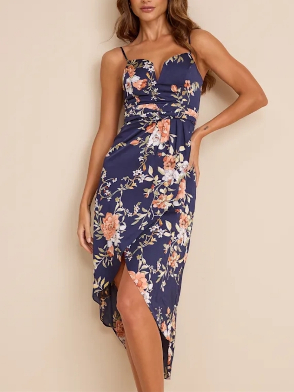 Lulus 'My Favorite Day' Floral Print Tulip Hem Dress Size XS